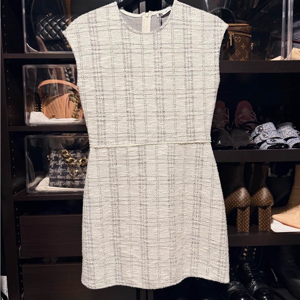 Zara White Tweed Mini Dress